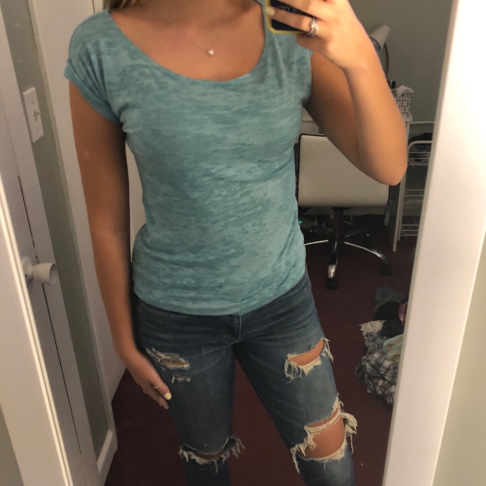 Cute mint blue shirt, perfect for spring!